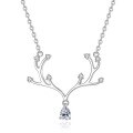 wholesale S925 Sterling Silver Maker Light Luxury Reindeer "With You All the Way" Diamond-Inlaid Teardrop Necklace for Women, Fashionable and Elegant Small Niche Collarbone Chain-0-4