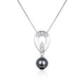 wholesale S925 Silver Small Fresh Popular Zircon Pendant, Korean and Japanese Style Pearl Collarbone Chain, Shell Pearl Teardrop Necklace for Women-0-4