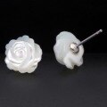 wholesale S925 Silver Ear Studs Women Korean Style White Mother-of-Pearl Shell Rose Flower Earrings Elegant Ear Jewelry E0121-0-3
