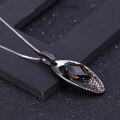 wholesale 925 Silver Italian Craft Original Designer Gemstone Necklace with Natural Tea Quartz Pendant-0-1