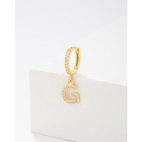 wholesale 925 Sterling Silver Amazon Cross-border Single Alphabet Earrings for Women, Fashion Hoop Ear Cuff, Versatile Ear Accessories-G single>925 silver