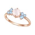 wholesale S925 sterling silver and rose gold plated natural moonstone ring, fashionable and luxurious-0-4