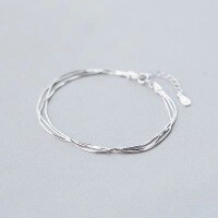 wholesale S925 Silver Multi-layer Snake Chain Bracelet for Women, Japanese and Korean Style Fashion Minimalist Jewelry, Unique Design Accessories-xb1057-white gold (tail buckle S buckle)