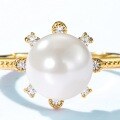 wholesale S925 Sterling Silver Fashionable Autumn Winter New Pearl Anemone Ring for Women, Niche Wholesale Accessories-0-3