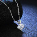 Sterling Silver Pendant with 2-Carat Moissanite and Square Frame-0-1