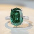 wholesale S925 Sterling Silver New Style Ring for Women with Emerald, Full-Zirconia, High-Carbon Zirconia, and High-Profile Setting-0-3
