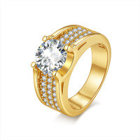 wholesale Rhodium-Plated Cross-Border Europe and America New 3-Carat Moissanite Ring High-End Design Jewelry Full Diamond Ring Source Factory Supply-Silver inlaid with main stone Moissanite - Gold No. 7