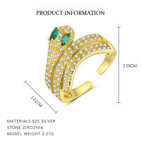 wholesale S925 Sterling Silver Cross-border European And American Style Women's Ring With Micro-set Zircon, Fashionable, Elegant, And Light Luxury Open Design-K2246_Gold/Adjustable