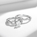 wholesale Metal material first, Amazon best-selling round 1-carat moissanite set ring women's engagement ring versatile wave stackable ring-0-1