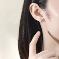 wholesale Sterling Silver S925 Crystal Stud Earrings for Women, Korean-style Minimalist Aurora Sugar Cube Earrings, Luxury Accessories-0-2