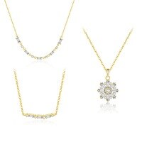 wholesale S925 Sterling Silver European Snowflake Micro-inlaid Zircon Rotating Necklace For Women-Single three-piece set 925 silver