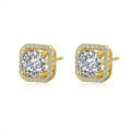 S925 Silver Square Moissanite Stud Earrings Luxury Cross-Border Wholesale-0-3