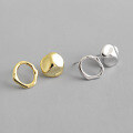 wholesale S925 Sterling Silver Irregular Concave-Convex Geometric Circle Women's Ear Studs Minimalist Silver Earrings-0-0