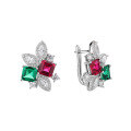 wholesale S925 Sterling Silver New Enzela Simulated Emerald Zircon Stud Earrings for Women Wholesale Factory-0-4