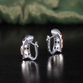 wholesale S925 Sterling Silver Alloy Exotic Style Colored Gemstone Earrings Natural Garnet Crystal Studs New Design-0-1