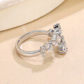 wholesale S925 Silver Cross-Border Irregular Moissanite Row Ring Women's Ins Fashion and High-End Jewelry with an Open Design-0-2