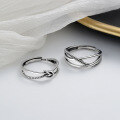 wholesale S925 Sterling Silver Geometric Irregular Cross Twist Knot Ring Trendy Individual Fashion Niche Design Sense Band-0-0