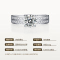 925 Sterling Silver Double Row Micro Pave Four Prong Moissanite Ring-0-4