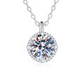 S925 Sterling Silver Cross-Border Moissanite Necklace, Four-Prong Bead Setting-0-3