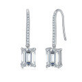 wholesale 18K gold-plated 925 sterling silver ear hooks, 2-carat 6*8mm emerald-cut moissanite earrings for women, cross-border moissanite earrings-0-4