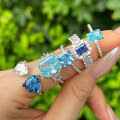wholesale S925 Sterling Silver Europe & US Cross-Border Ring for Women with Inlaid Blue 8A Ice-Cut 2-6 Carat High-Carbon Diamond-0-0