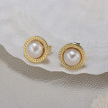 wholesale S925 Sterling Silver, 14K Gold Cultured Freshwater Pearl Earrings Simple and Stylish Factory Direct-0-3