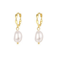 wholesale S925 Sterling Silver French Baroque Pearl Earrings For Women, Fashionable And Minimalist With An Elegant And High-end Feel-E4538-Gold 925 Silver