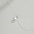 Sterling Silver Invisible Fishline Pendant Necklace with Moissanite Teardrop-0-1