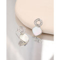 wholesale 925 Sterling Silver High-End Elegant Diamond Stud Earrings for Women, Light Luxury Niche Fashion Micro-Inlaid Zircon Shell Earrings-0-1
