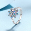 wholesale S925 Sterling Silver Women's Sunflower 1-Carat Moissanite Ring, Elegant and Sophisticated Valentine's Day Gift-0-0