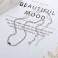 wholesale S925 Sterling Silver with Black Square Zirconia Inlaid Chain Link Necklace, Fashionable Commute Simple Versatile Design Pendant Jewelry-0-3