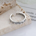 wholesale S925 Sterling Silver Harajuku Roman Numeral Double Layer English Open Adjustable Ring for Men and Women-0-1