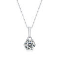 wholesale 925 Silver Inlaid Moissanite Teardrop Pendant Six-Prong Necklace Collarbone Chain Jewelry Ready to Ship-0-10