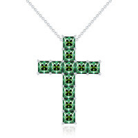 wholesale 18k Gold Plated Silver, 55mm Deep Green Princess Cut Moissanite Necklace Passing Diamond Tester, Unisex, in Euro-American Hip-Hop Style-1ct*11 925 silver (45cm chain length)