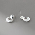 wholesale S925 Sterling Silver Korean Minimalist Ellipse Smooth Earring with Wire Drawing Moon Pendant M06692-0-4