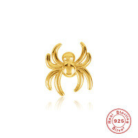 wholesale S925 Sterling Silver Punk Hip-Hop Spider Body Piercing Jewelry Cartilage Threaded Ear Stud-Single gold