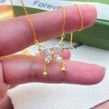 wholesale S925 Sterling Silver New Popular Diamond-Inlaid Pearl Butterfly Necklace, Light Luxury Small and Minimalist Elegant Collarbone Chain Accessory-0-3