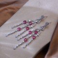wholesale 925 silver gold-plated lab-grown ruby earrings for women with tassels, a new hot sale on TikTok Live-0-2
