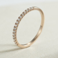 wholesale 18K Gold Fashion Commuter Diamond Eternity Ring for Women, Minimalist Circle Setting with Diamonds, 9K Gold Pinky Ring, Factory Direct Wholesale, Ideal for Gifting-9K White Gold-16 Moissanite HK13#