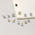 wholesale S925 Sterling Silver Cross-border Star Earrings With Zirconia And Geometric Floral Design-0-1