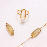 wholesale 14K Gold Plated Sterling Silver Minimalist Bracelet for Women, Japanese and Korean Light Jewelry with Natural Wealth Gold Rutilated Quartz, New Collection-Natural Gold Rutilated Quartz Bracelet 925 Silver