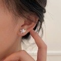 wholesale S925 Sterling Silver Korean Style Floral Stud Earrings for Women, New Miniature Exquisite Trendy Ear Accessories, Versatile for Students-0-1