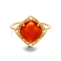 wholesale autumn and winter new 925 silver minimalist red agate versatile elegant diamond pendant necklace in Chinese red-Ring>925 silver