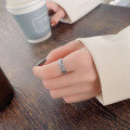 wholesale S925 Sterling Silver Retro Minimalist Geometric Baroque Style Versatile Trendy Cold Tone Index Finger Ring-0-2