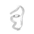wholesale S925 Sterling Silver Vintage Retro Snake Ring, Popular Creative and Versatile Adjustable Open Knuckle Ring-0-6