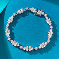 wholesale 925 Sterling Silver New Classic Daily Wear Small Fresh Full Diamond White Bracelet Fashion OL Live Streaming Hit Xiaohongshu-B117 White 17cm