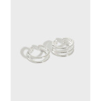 wholesale S925 Sterling Silver EA061-062 Korean Version Minimalist Line CHIC Style Double Layer Triple Layer Ear Cuffs-062 Double-layer ear clip (single)  925 silver