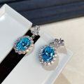 wholesale S925 Sterling Silver Amazon Best-selling Women's Aquamarine Earrings Full Diamond European and American Live Streaming Earrings Direct from Manufacturer-0-1