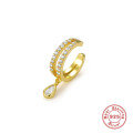 wholesale S925 Sterling Silver Double Row Diamond-Studded Ear Clips with Drop Zirconia for Work Attire-0-4