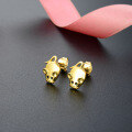 wholesale Metal: S925 Sterling Silver Cute and small golden mouse stud earrings for women, new Chinese zodiac animal earring accessory-0-2